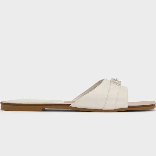Charles & Keith Lando Metallic-Accent Belted Slide Sandals