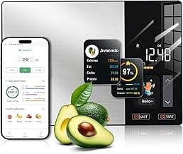 KUAIVO Smart Nutrition Food Scale with TFT Display, Tracks Calories, Fat, Carbs & Protein, Works with App for Daily Reports, 50 Built-in Foods, 23 Nutrients, Digital Kitchen Scale for Meal Prep