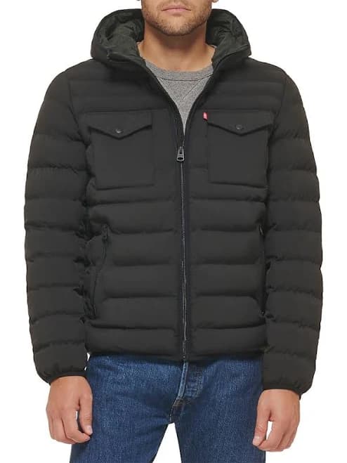 Men's Levi's Stretch Two Pocket Quilted Hooded Jacket