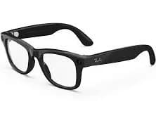 Ray-Ban Meta Wayfarer restaurado (Gen 1), Negro brillante/transparente, Estándar, Ajuste de puente alto