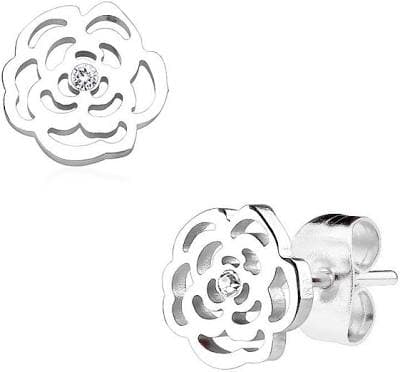 Stainless Steel Rose Stud Earrings
