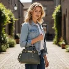 Steve Madden Sunny Satchel Green Structured Top Handle Padlock Bag New W Tags