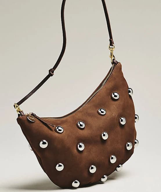 Lune Studded Italian Leather Bag by Clare V. in Brown at Anthropologie