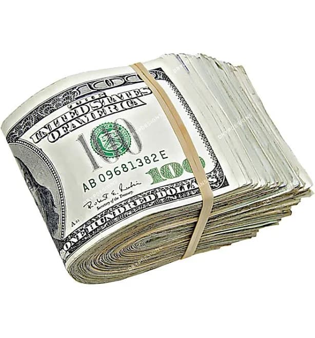 Banded Money Stack of Hundred Dollar Bills PNG Graphic - Transparent Digital Download File