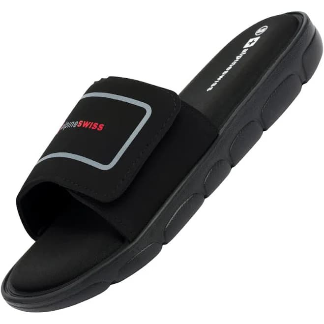 Alpine Swiss Men Gabe Men Slide Sandals Shock-absorbing Foam Insole for Arch Support Adjustable Strap Athletic Sandals Anti-Slip Traction EVA Foam