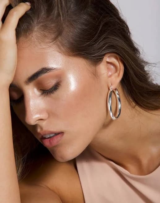 Sterling Silver Large Thick Hoop Earrings