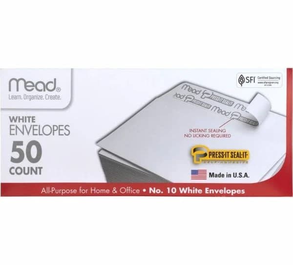 Acco MEA Mead Plain White Self-Seal Business Envelopes