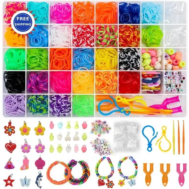 Rubber Band Bracelet Kit Colorful Loom Diy Art Craft Set With Charms