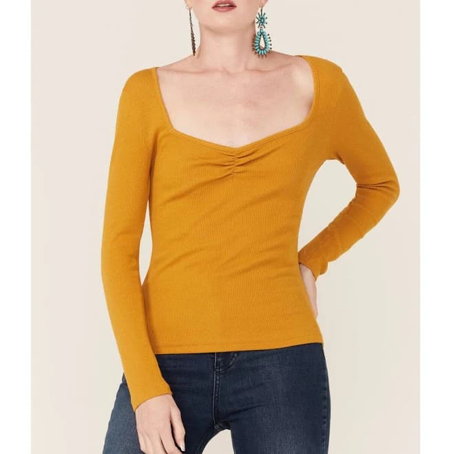 Panhandle Women's Cinch Front Rib Knit Top