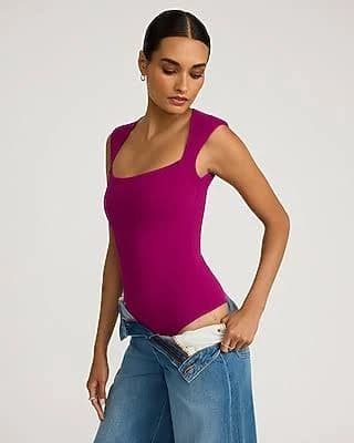 Express Women's High Compression Square Neck Bodycon