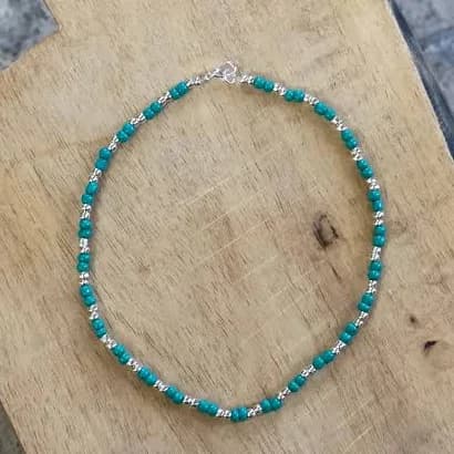 Turquoise and Silver Beaded Necklace