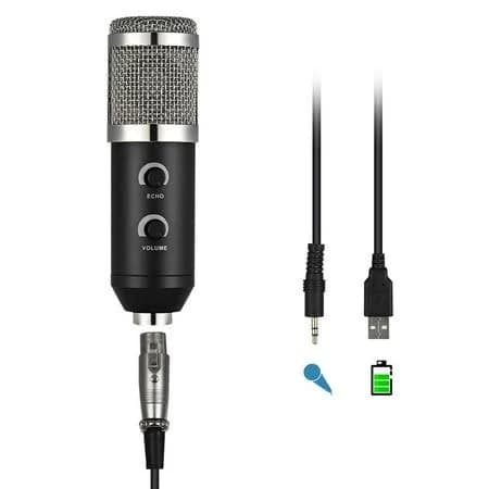 Lolippyy Professional Condenser Microphone with Foam Windshield and Screw Adapter for Streaming and Webcast Use, Size: 15.5, Black