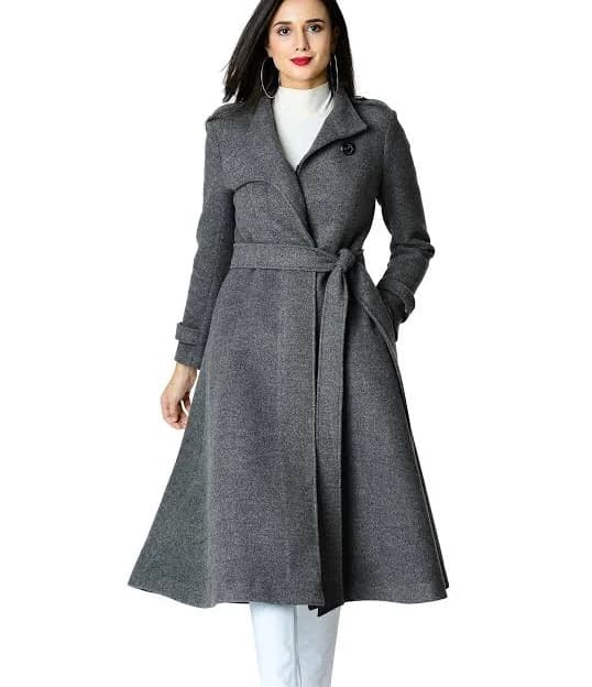 Eshakti Women's Wool Blend Sash Tie Coat