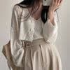 MIKIGA - Plain V-Neck Ribbed Crop Camisole Top / Oversized Crop Cardigan | YesStyle