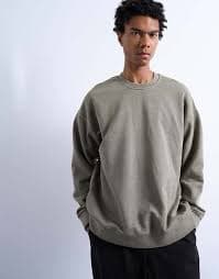 Topman heavyweight oversized fit sweatshirt in washed khaki | ASOS
