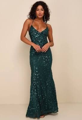 Lulus Sequin Lace-Up Maxi Dress Womens
