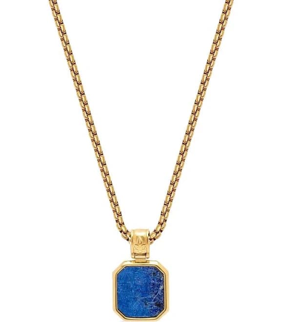 Nialaya Gold Necklace with Square Blue Lapis Pendant