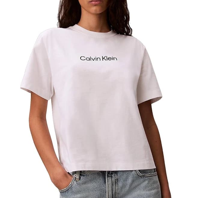 Calvin Klein Women's Standard Logo Boxy Fit Crewneck T-Shirt