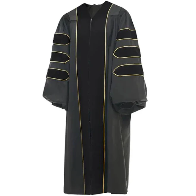 Academic Regalia Deluxe Doctoral Gown with Gold Piping