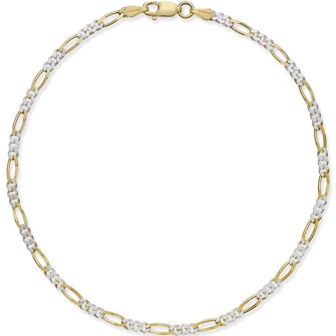 Giani Bernini Thin Figaro Chain Ankle Bracelet in 18k Gold-Plated Sterling Silver, Created for Macy's - Silver/gold