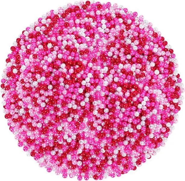 Valentine Pearl Beads for Jewelry Making Red Pink White 1200PCS Pack