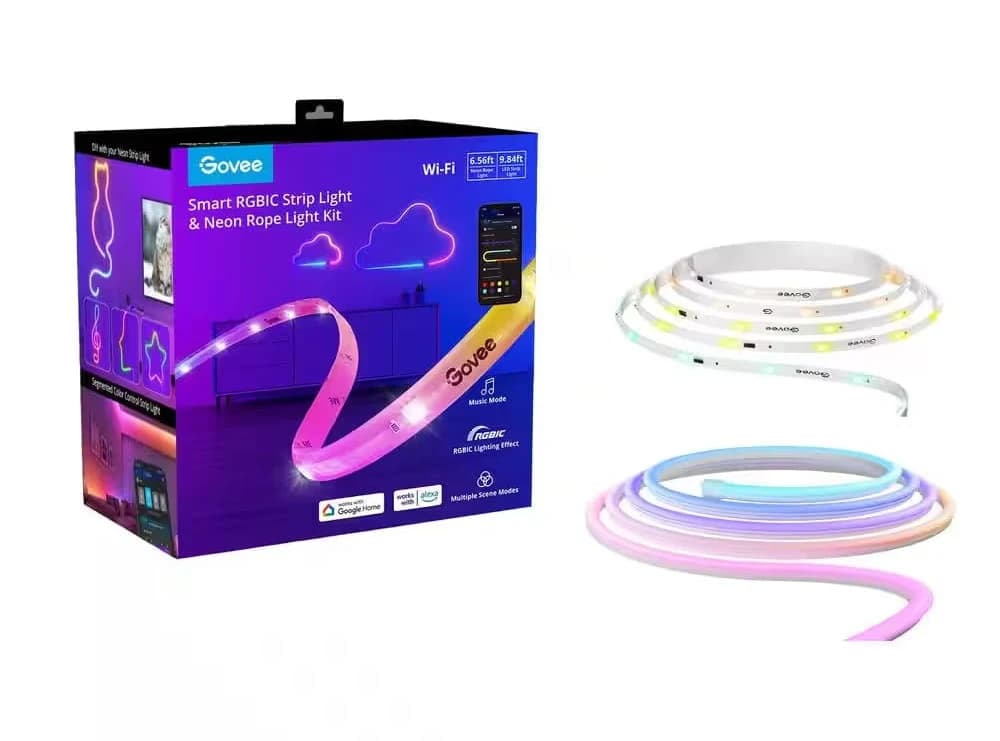 Govee RGBIC Smart Strip Light and 6.5 ft. Neon Rope Light Kit