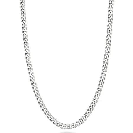 Miabella 925 Sterling Silver Italian Diamond-Cut Cuban Link Chain