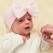 ilybean So Sweet Pink and White Striped Hospital Hat with Pink Ribbon Bow