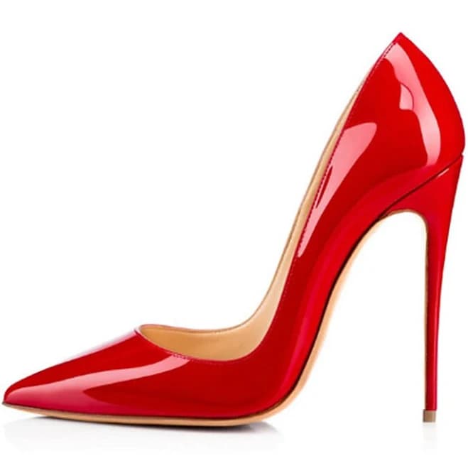 Women's Red Patent Leather High Heel Shoes - Pointed-Toe Stiletto Pumps for Prom, Parties, Weddings, and Formal Events