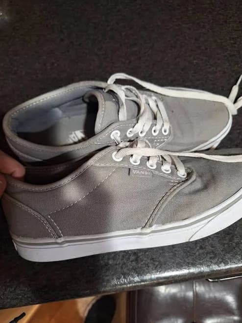 Vans Shoes | Vans Women's Gray Canvas Low-Top Sneakers With White Sole | Color: Gray | Size: 8.5 | Jschoenborn1983's Closet