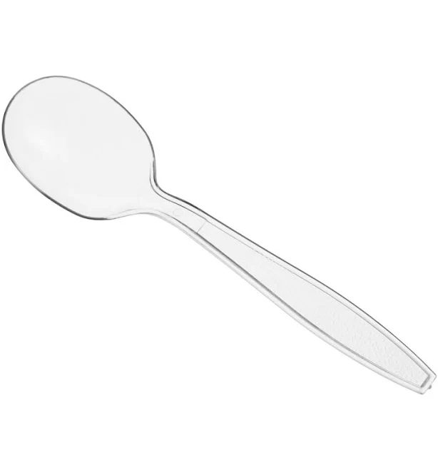 Choice Clear Heavy Weight Polystyrene Plastic Soup Spoon - 100/Pack
