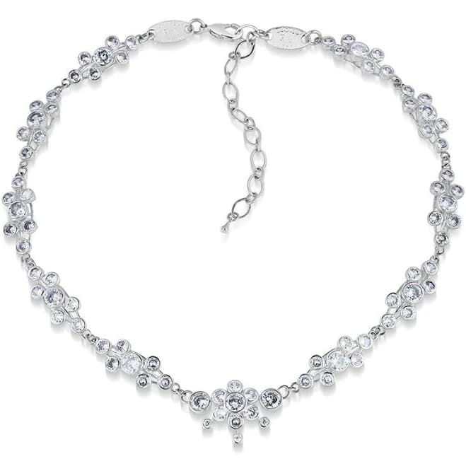 Newbridge Silverware Cluster Floral Necklace with Clear Stones