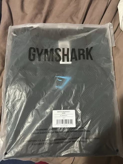 Gymshark Onyx 5.0 V5seamless T-shirt Black/ Brand Blue - Size Medium