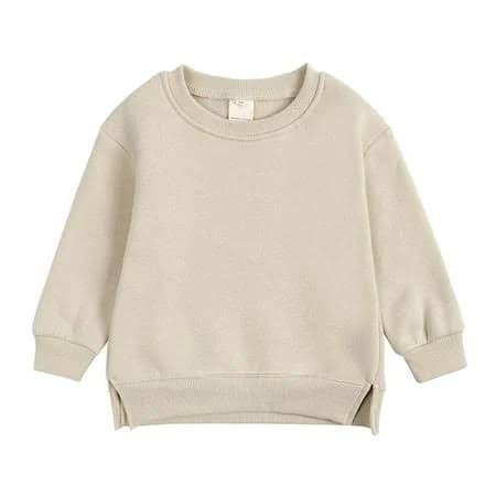 Chbgutlmr Infant Baby Boys Girls Sweatshirt Crewneck Fleece Pullover Tops Newborn Basic Fall Winter Clothes, Infant Unisex, Size: 3-4Years, Beige