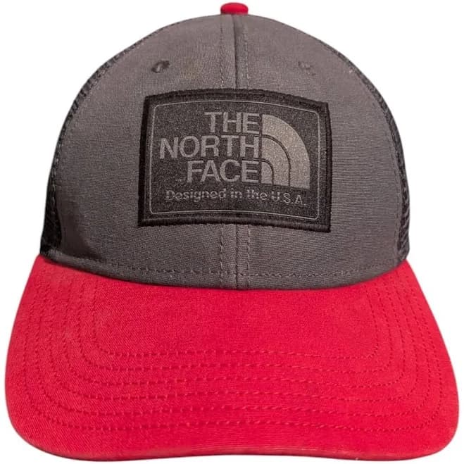 The North Face Snapback Mesh Back Trucker Hat Red Black One Size