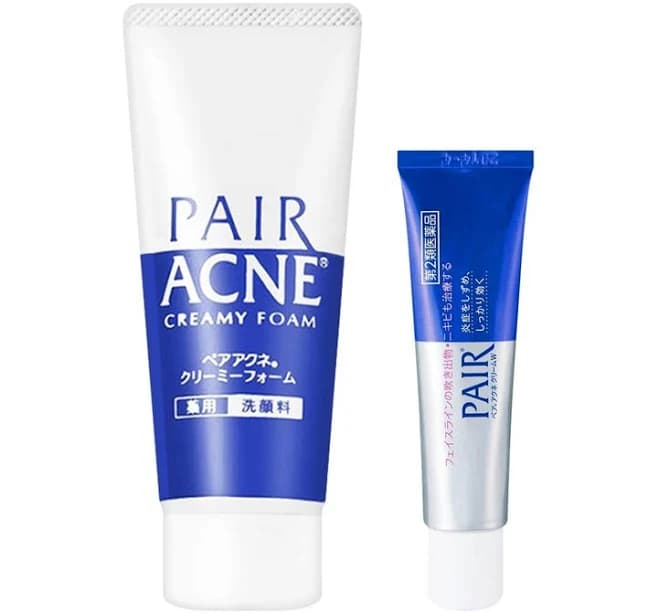 LION PAIR Acne Creamy Face Wash Foam, 2.82oz. + Treatment Cream, 3.67oz【Value Pack】