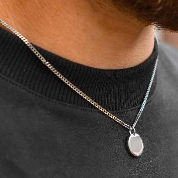Men's Minimal Round Stainless Steel Pendant Necklace