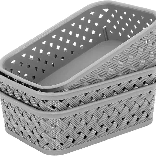 Organization and Storage 3 Packs, Plastic Storage Bins Organizer Bins, Woven Baskets for Storage, Plastic Baskets with Handles Storag . Fruit