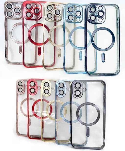 Clear Iphone 16 Case W/ Colored Edges - Fits All Models - Magsafe