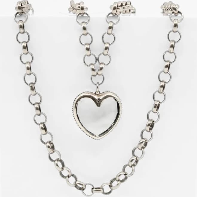 Crystal Heart Chunky Chain Necklace
