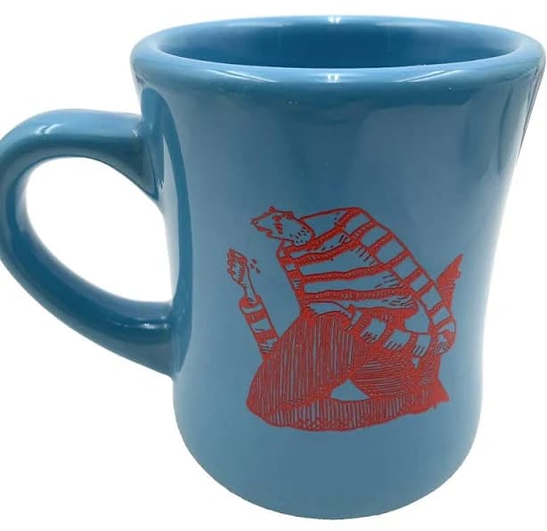 Hidden House Coffee Mug Vintage Blue W/ Character Abstract Art