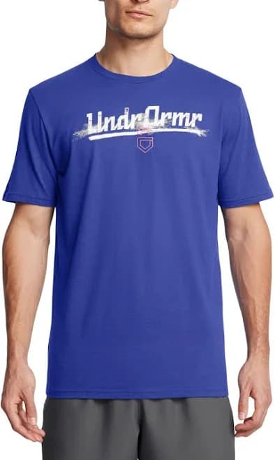 Under Armour Men's Baseball Script Worn Short Sleeve T-Shirt