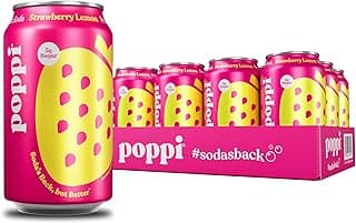 Sparkling Prebiotic Soda Beverage with Apple Cider Vinegar, Seltzer Water and Fruit Juice, Strawberry Lemon Flavor, 12 FL Oz, Pack of 12, Packaging May Vary
