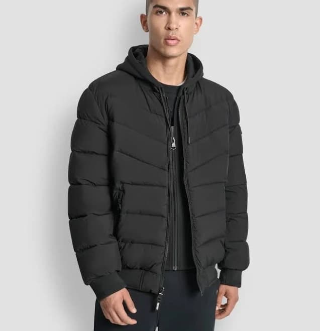DKNY Men's Hooded Quilted Puffer Jacket