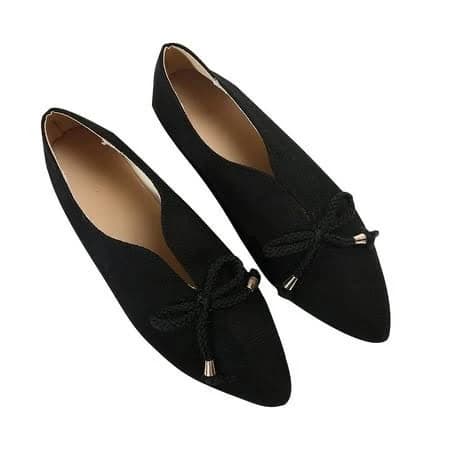 Women's Suede Pointed Toe Bow Slip-On Flats