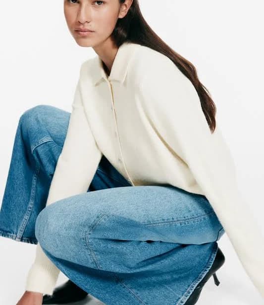 H&M Ladies Melange Cardigan with Collar