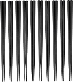 Daikoku Industrial SPS Hexagonal Chopsticks 9.1 inches (23 cm), Black, Set of 10, Commercial Use, Reuse, Made in Japan