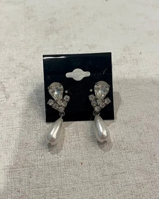 Vintage Rhinestone Pearl Drop Earrings