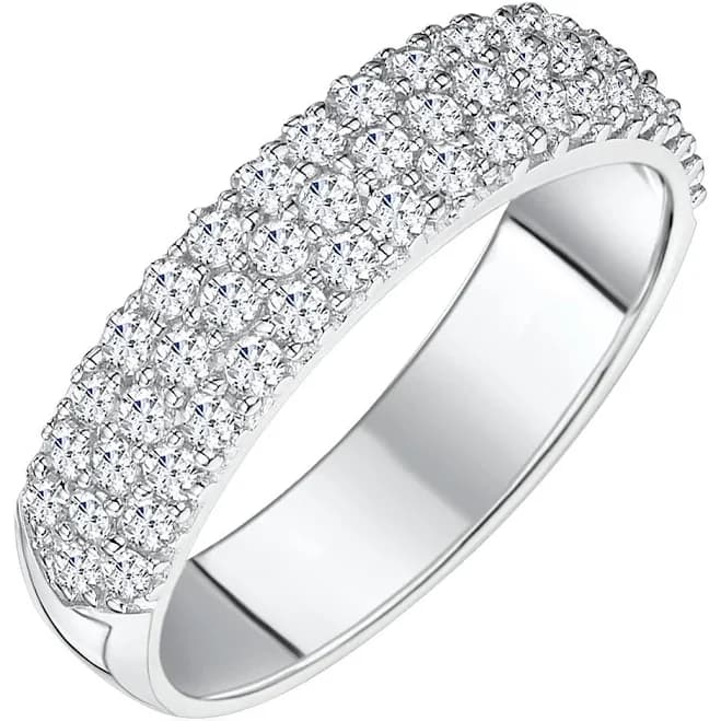 JOOLS Sterling Silver Half Micro Pave Cubic Zirconia Ring