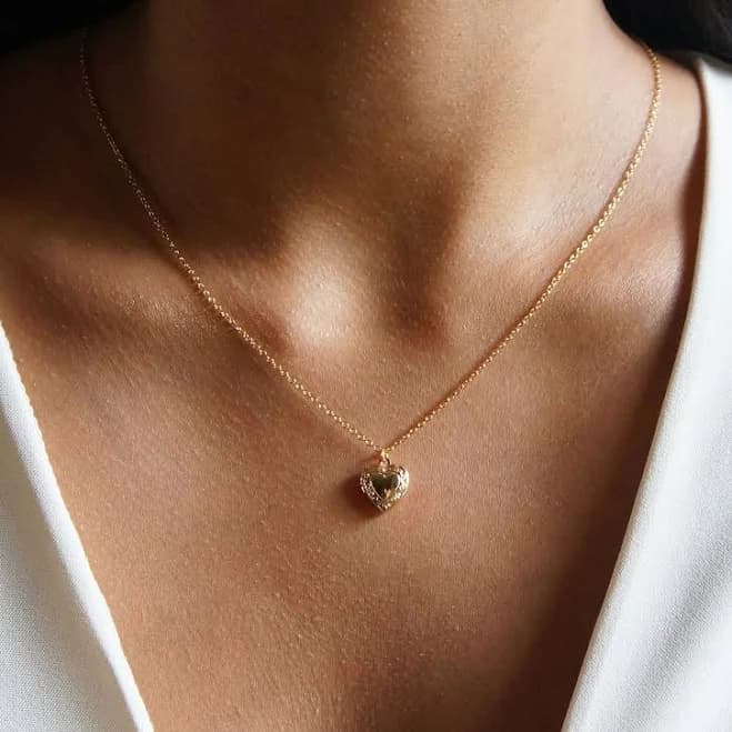 14K Gold Minimalist Heart Locket Necklace